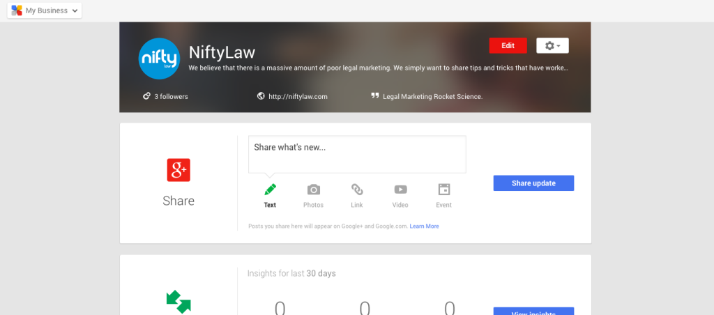 Google Business Profile Header