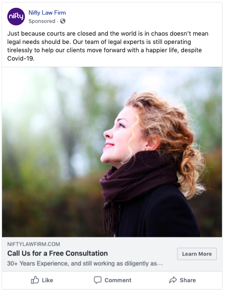 Nifty Marketing Facebook ad offering free consultation